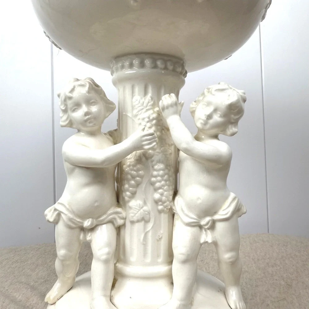 Vintage Lefton Japan Cherub Pedestal Planter‎ Mid Century Ceramic Compote Bowl